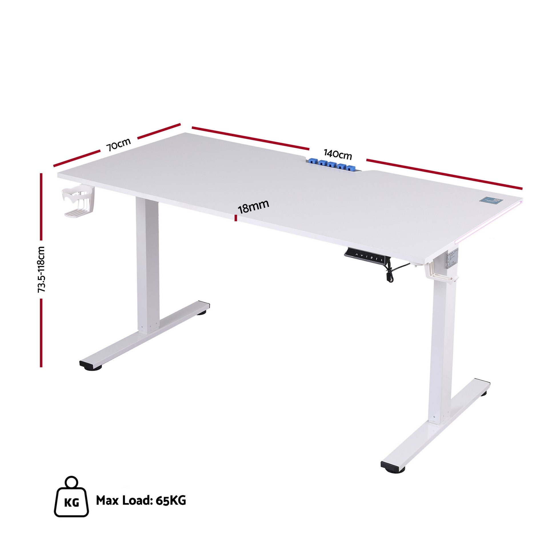 Artiss Electric Standing Desk Height Adjustable Gaming Desk Home Office 140cm - Image 2