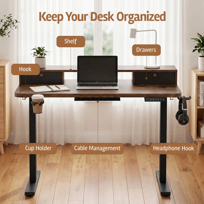 Artiss Electric Standing Desk Height Adjustable Home Office 120cm Rustic Brown - Image 6