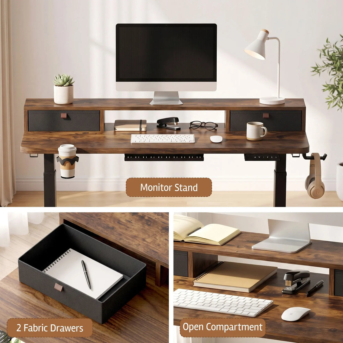Artiss Electric Standing Desk Height Adjustable Home Office 120cm Rustic Brown - Image 9