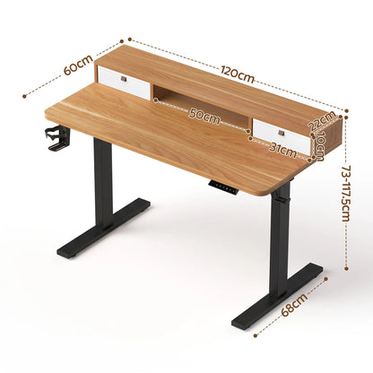 Artiss Electric Standing Desk Height Adjustable Home Office 120cm Oak - Image 3