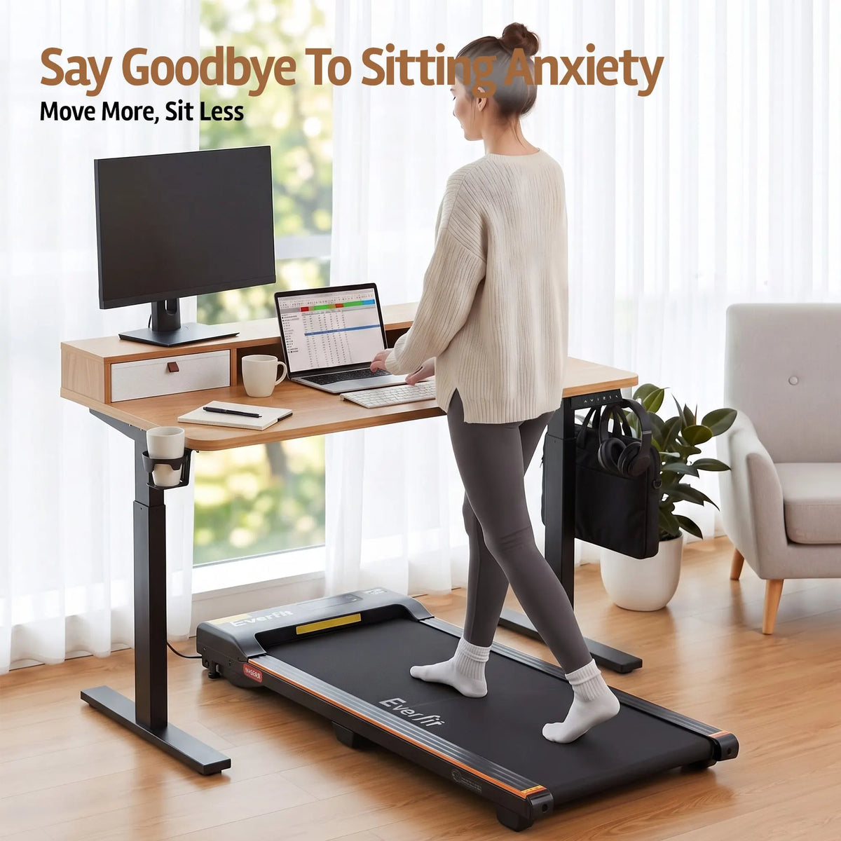Artiss Electric Standing Desk Height Adjustable Home Office 120cm Oak - Image 5
