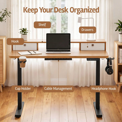 Artiss Electric Standing Desk Height Adjustable Home Office 120cm Oak - Image 6