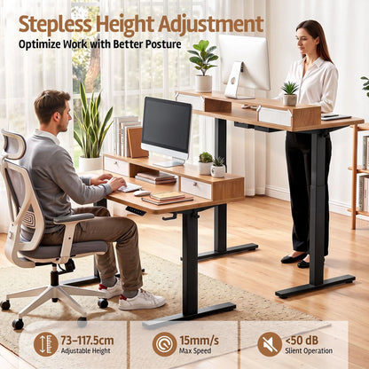 Artiss Electric Standing Desk Height Adjustable Home Office 120cm Oak - Image 8