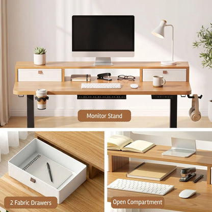 Artiss Electric Standing Desk Height Adjustable Home Office 120cm Oak - Image 9