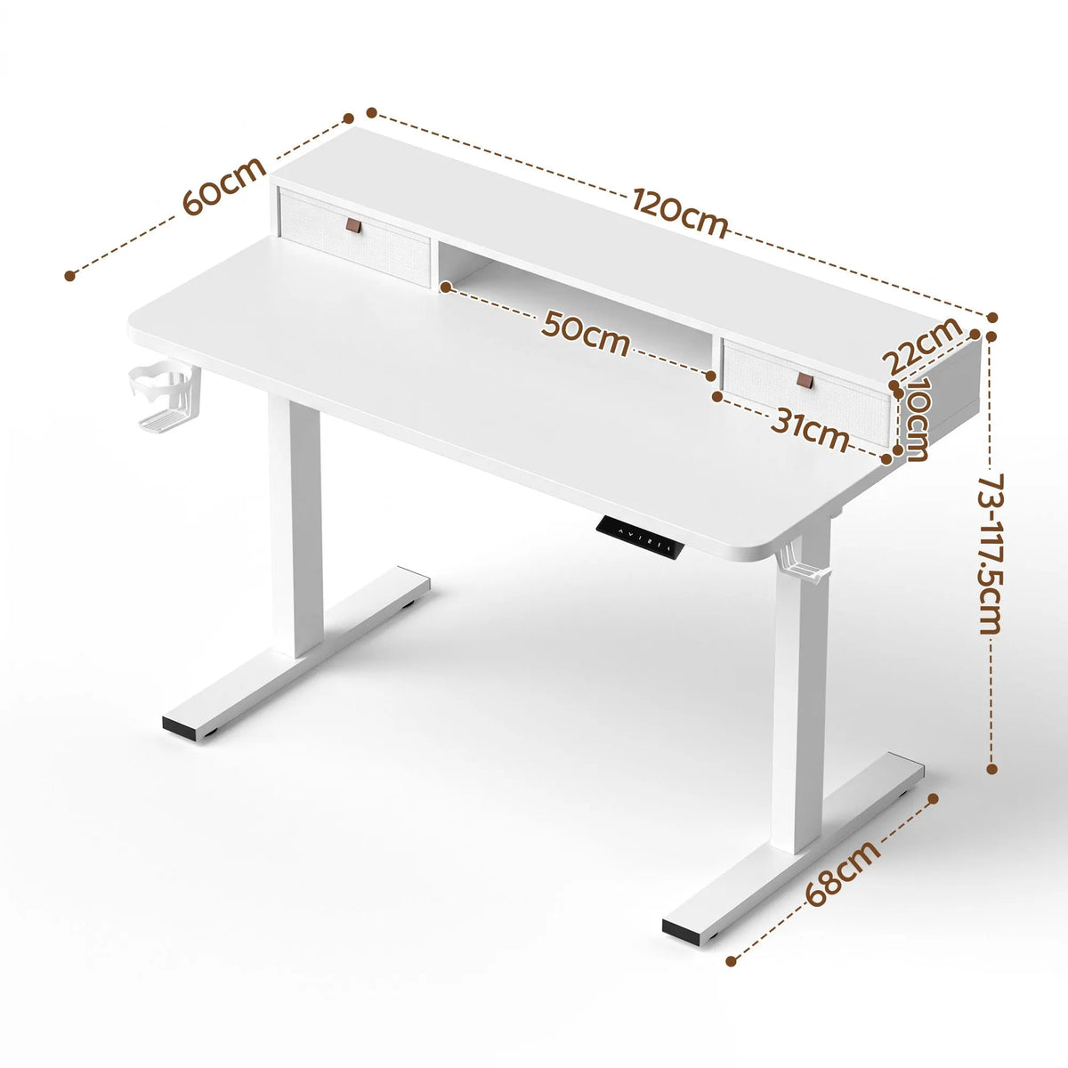 Artiss Electric Standing Desk Height Adjustable Home Office 120cm White - Image 3
