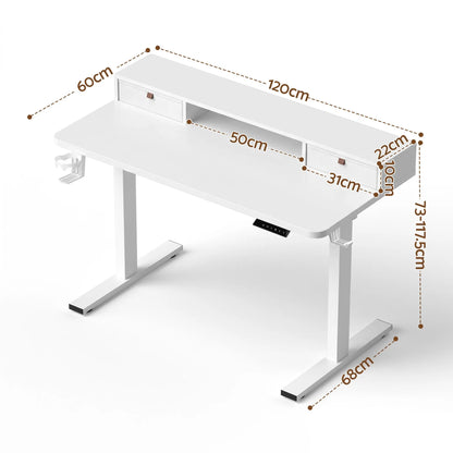 Artiss Electric Standing Desk Height Adjustable Home Office 120cm White - Image 3