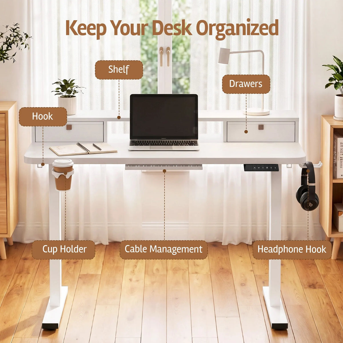 Artiss Electric Standing Desk Height Adjustable Home Office 120cm White - Image 6