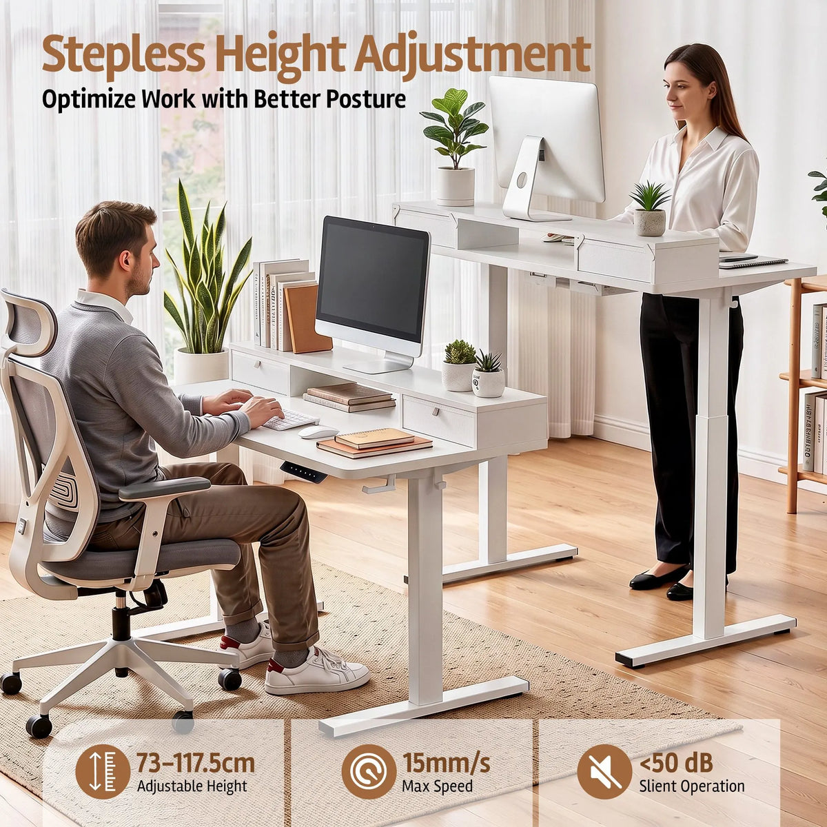 Artiss Electric Standing Desk Height Adjustable Home Office 120cm White - Image 8