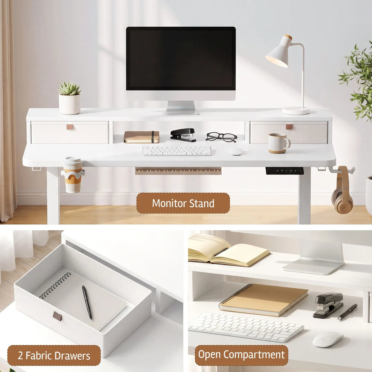 Artiss Electric Standing Desk Height Adjustable Home Office 120cm White - Image 9