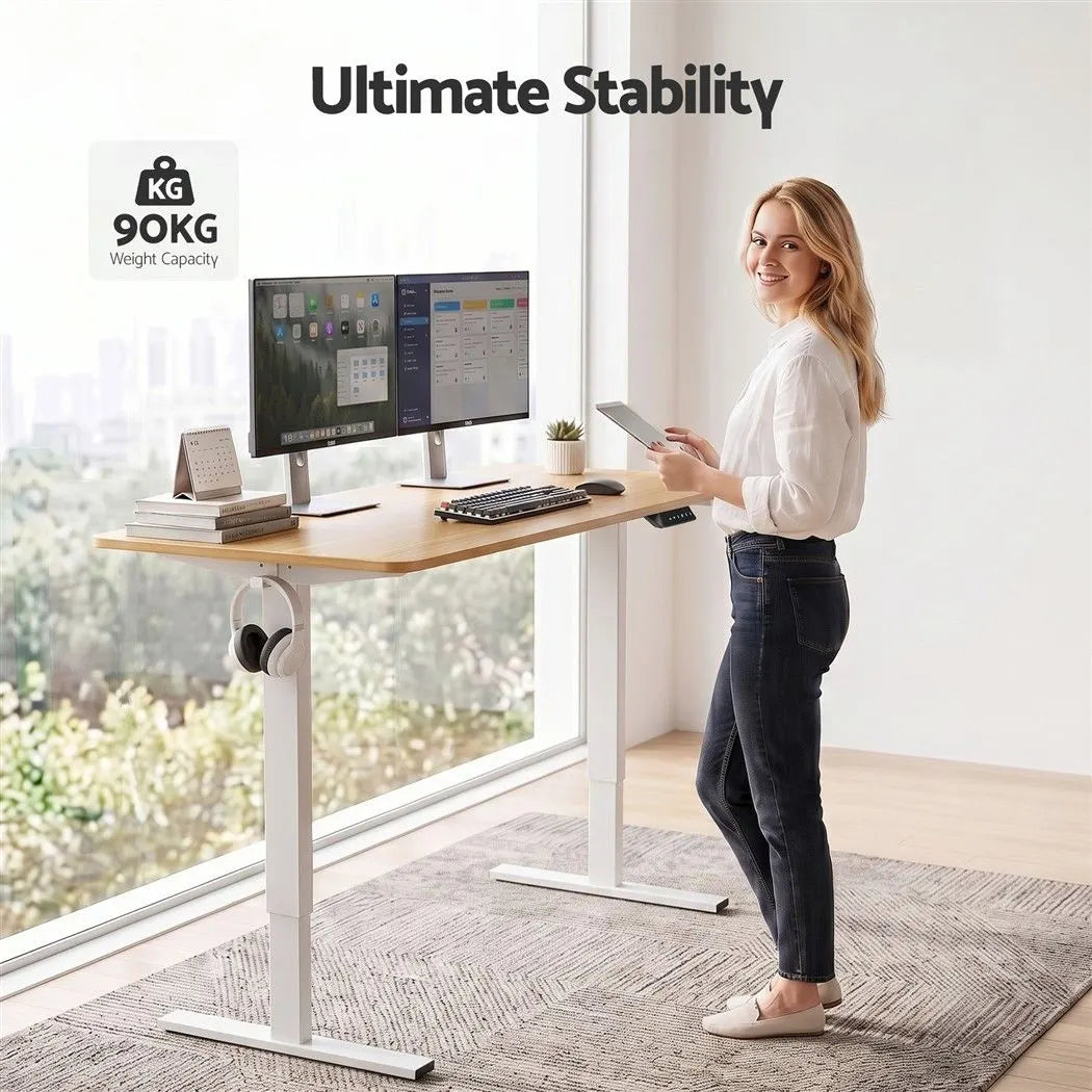 Artiss Standing Desk Height Adjustable 140cm Ergonomic Office Desk Oak - Image 6