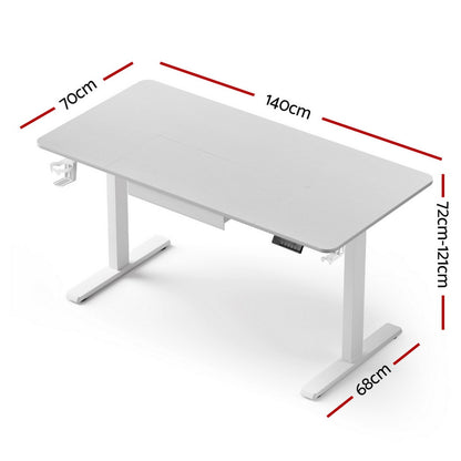 Artiss Electric Standing Desk 140cm Adjustable Height Motorised Home Office Desk Drawer - Image 2