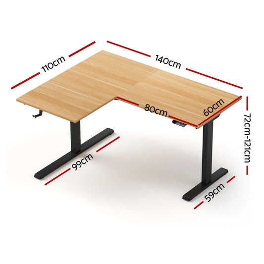 Artiss L-Shape Electric Standing Desk Sit Stand Up Height Adjustable Motorised - Image 2