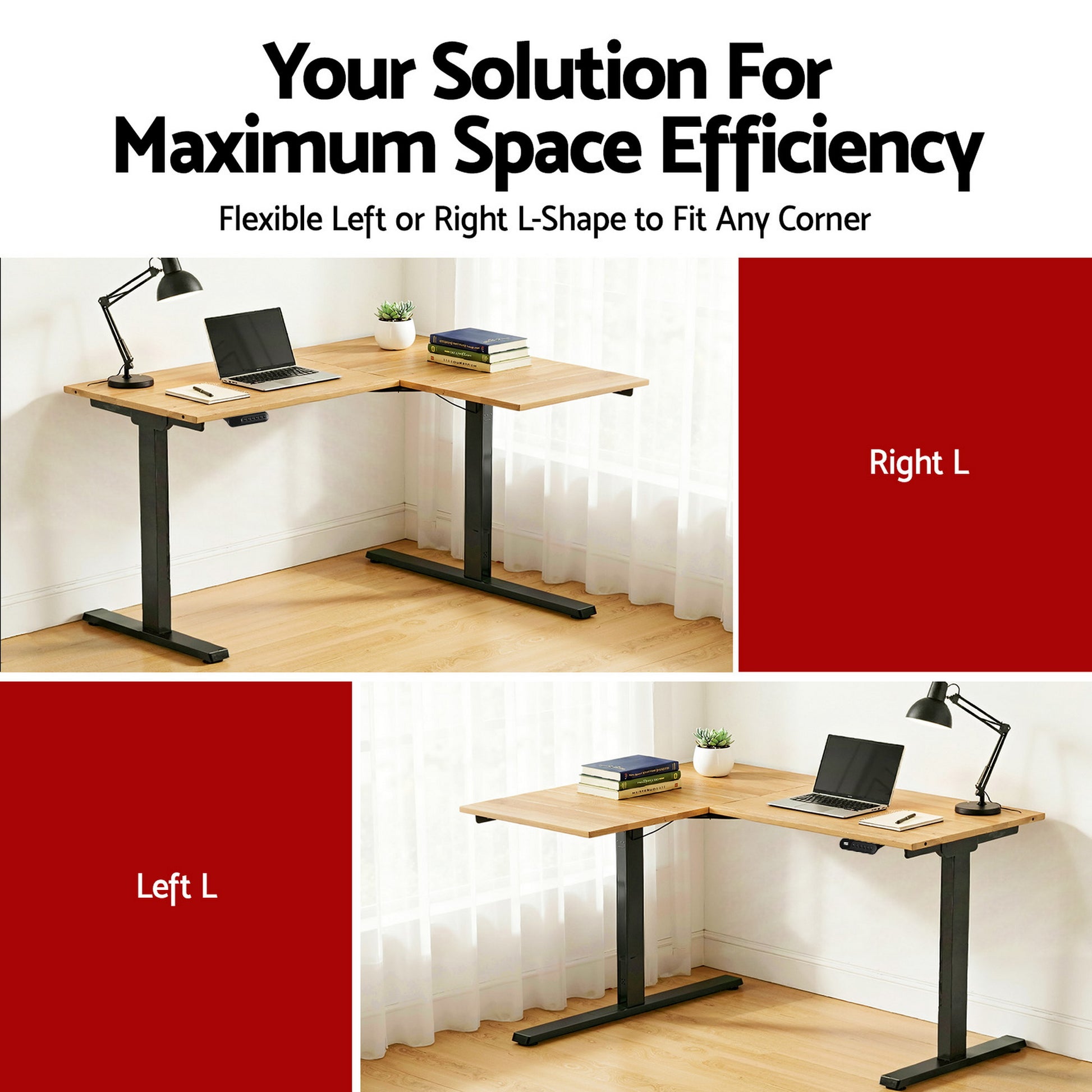 Artiss L-Shape Electric Standing Desk Sit Stand Up Height Adjustable Motorised - Image 6