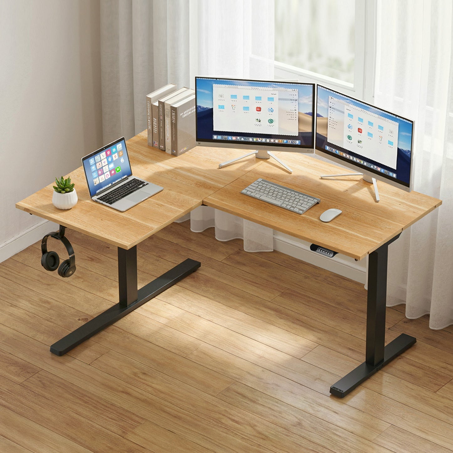 Artiss L-Shape Electric Standing Desk Sit Stand Up Height Adjustable Motorised - Image 7