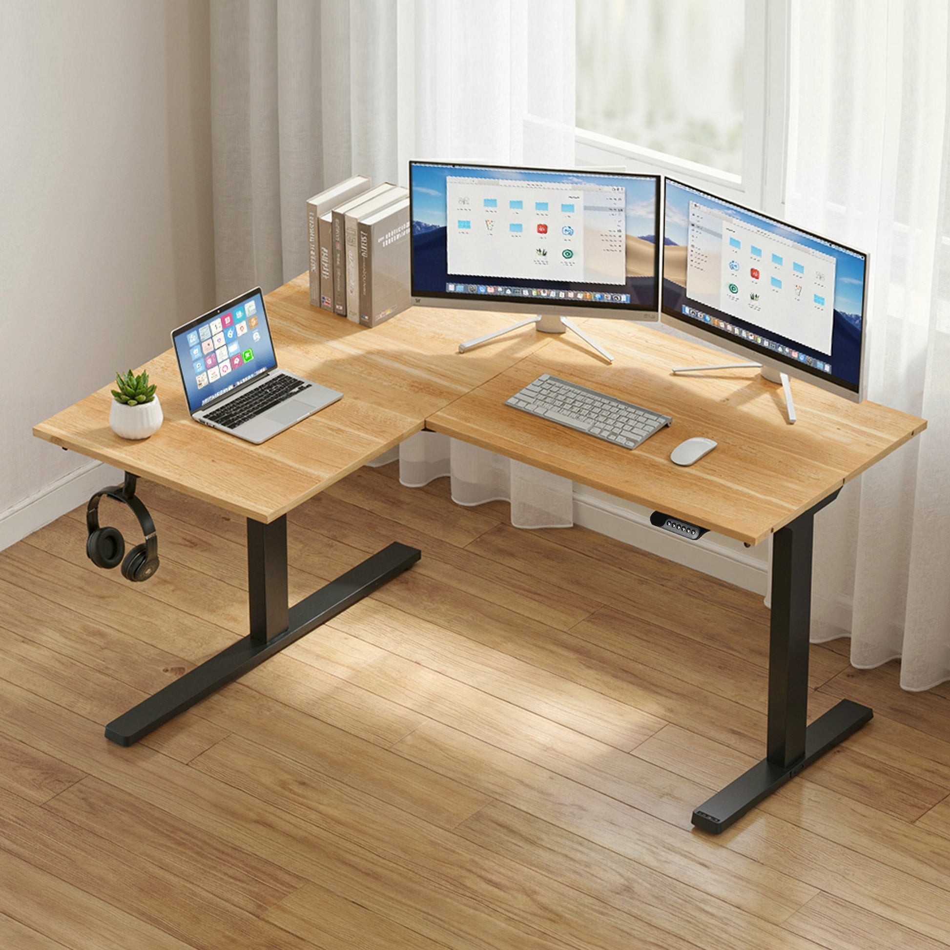 Artiss L-Shape Electric Standing Desk Sit Stand Up Height Adjustable Motorised - Image 7