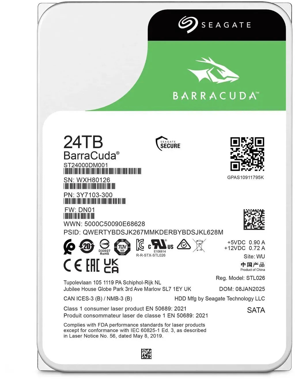 Seagate 24TB 3.5' Barracuda, SATA 6Gb/s, CMR, 7200RPM, 512MB Cache, 512e, HDD, 2 Years Warranty... - Image 4