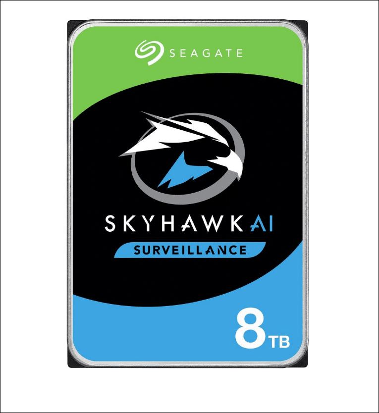 Seagate 8TB 3.5' SkyHawk Surveillance AI, SATA3 6Gb/s,16 AI streams,256MB Cache 24x7 HDD ST8000VE...