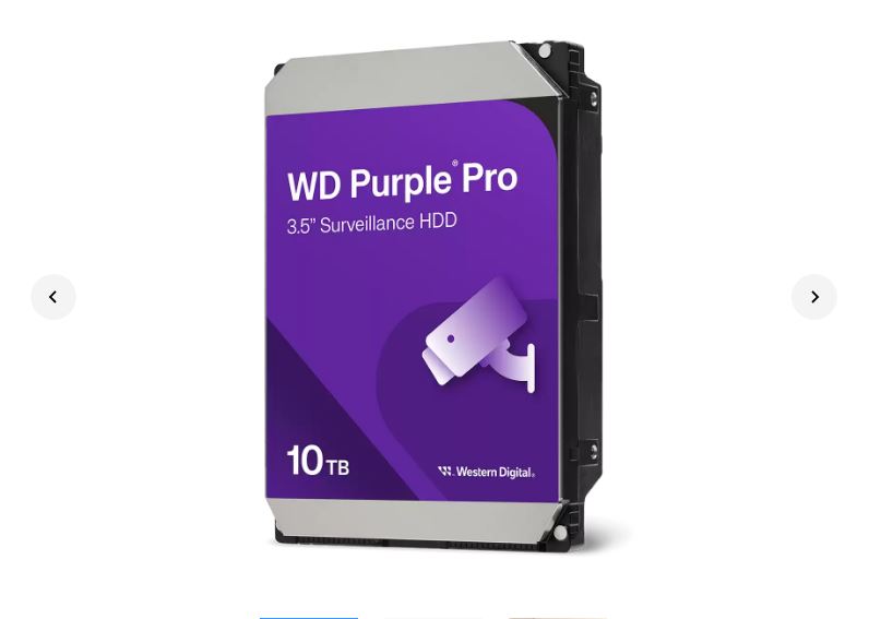 Western Digital WD102PURP Purple Pro 10TB 3.5' Surveillance HDD 7200RPM 256MB SATA3 265MB/s 550TB...