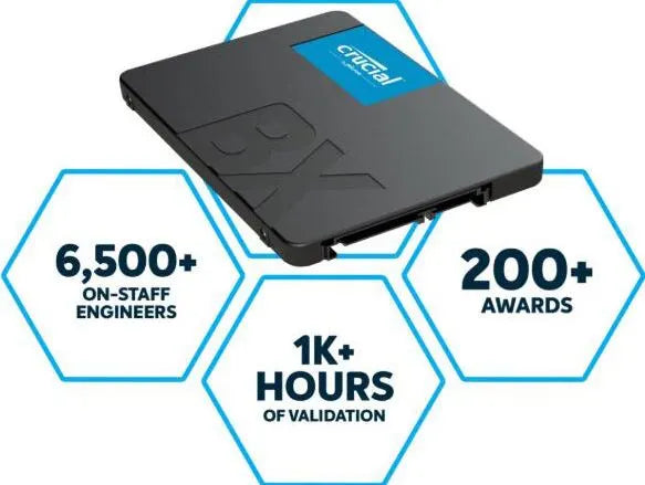 Crucial BX500 500GB 2.5' SATA3 6Gb/s SSD - 3D NAND 550/500MB/s 7mm 1.5 mil MTBF 3yr wty Acronis T...