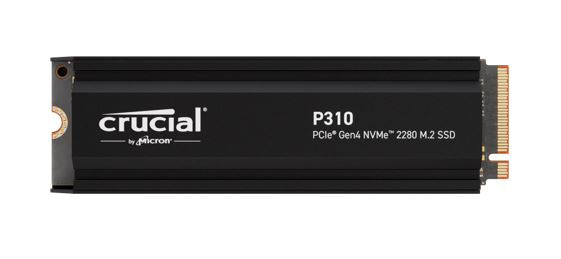 Crucial P310 4TB Gen4 2280 NVMe SSD Heatsink 7100/6000 MB/s R/W 800TBW 1000K/1000K IOPS 1.5M hrs...
