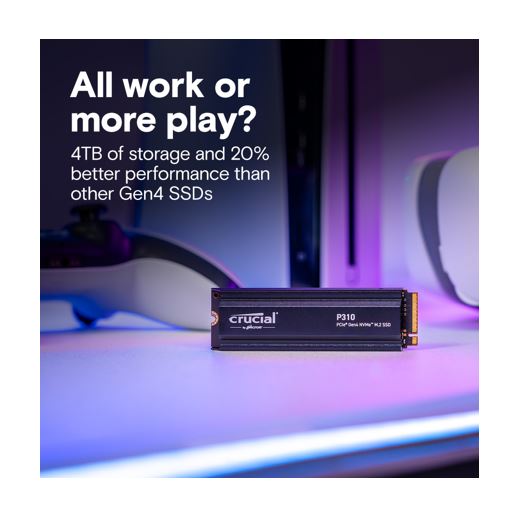 Crucial P310 4TB Gen4 2280 NVMe SSD Heatsink 7100/6000 MB/s R/W 800TBW 1000K/1000K IOPS 1.5M hrs... - Image 3