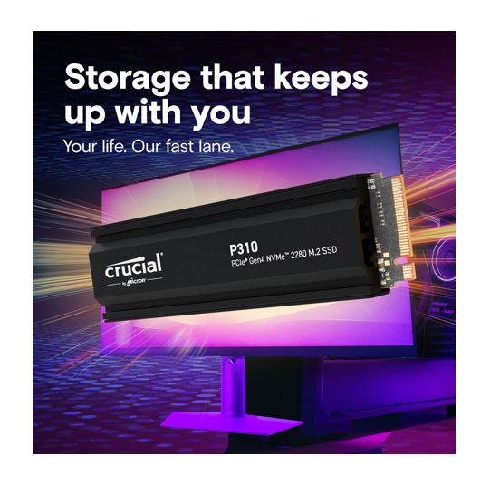 Crucial P310 4TB Gen4 2280 NVMe SSD Heatsink 7100/6000 MB/s R/W 800TBW 1000K/1000K IOPS 1.5M hrs... - Image 4