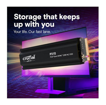 Crucial P310 4TB Gen4 2280 NVMe SSD Heatsink 7100/6000 MB/s R/W 800TBW 1000K/1000K IOPS 1.5M hrs... - Image 4