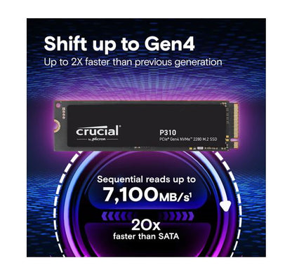 Crucial P310 4TB Gen4 2280 NVMe SSD 7100/6000 MB/s R/W 800TBW 1000K/1000K IOPS 1.5M hrs MTTF Full... - Image 2