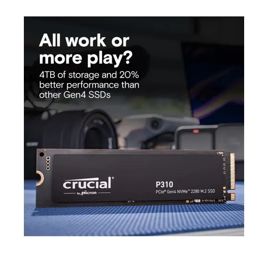 Crucial P310 4TB Gen4 2280 NVMe SSD 7100/6000 MB/s R/W 800TBW 1000K/1000K IOPS 1.5M hrs MTTF Full... - Image 3