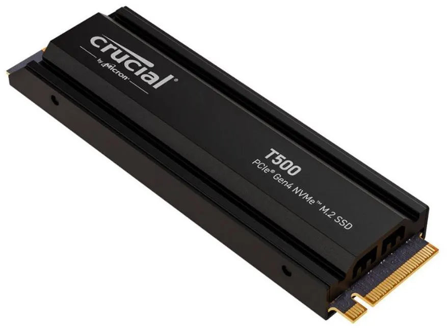 Crucial T500 1TB Gen4 NVMe SSD w Heatsink - 7300/6800 MB/s R/W 600TBW 1440K IOPs 1.5M hrs MTTF Di...