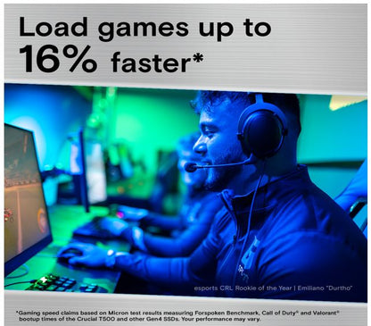 Crucial T500 1TB Gen4 NVMe SSD - 7300/6800 MB/s R/W 600TBW 1440K IOPs 1.5M hrs MTTF Acronis True... - Image 3