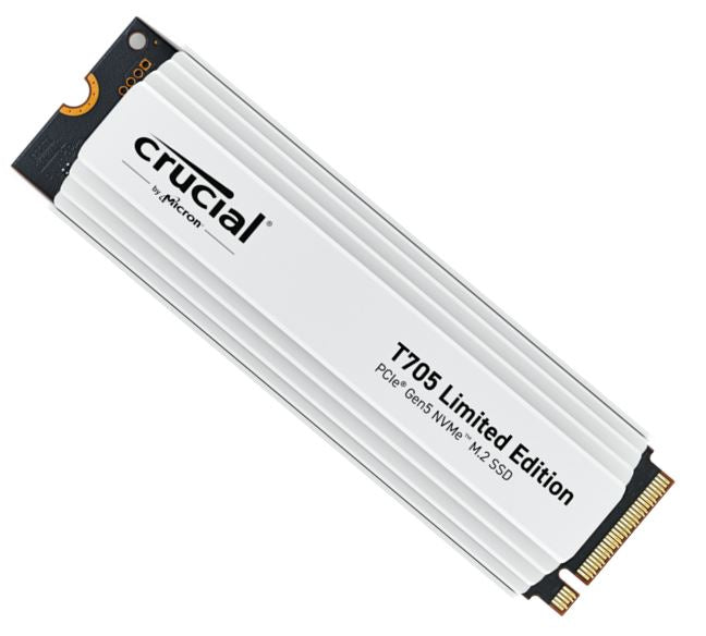 Crucial T705 2TB Gen5 NVMe SSD White Heatsink - 14500/12700 MB/s R/W 1200TBW 1550K IOPs 1.5M hrs...