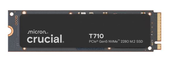 Crucial T710 2TB PCIe Gen5 NVMe 2280 SSD - 14500/13800 MB/s R/W 1200TBW 2.3M IOPs 1.5M hrs MTTF w...