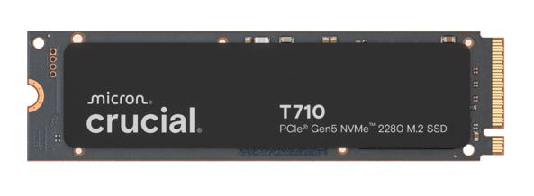 Crucial T710 4TB PCIe Gen5 NVMe 2280 SSD - 14500/13800 MB/s R/W 2400TBW 2.3M IOPs 1.5M hrs MTTF w...
