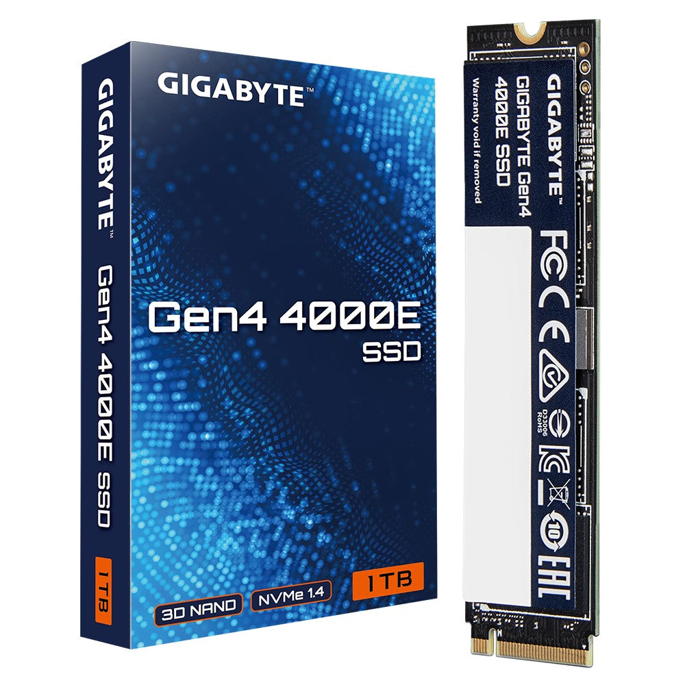 GIGABYTE Gen4 4000E SSD 1TB,  PCI Express 4.0x4, M.2, 1000GB,  Up to 4000 MB/s, 3900 MB/s, MTBF 1...