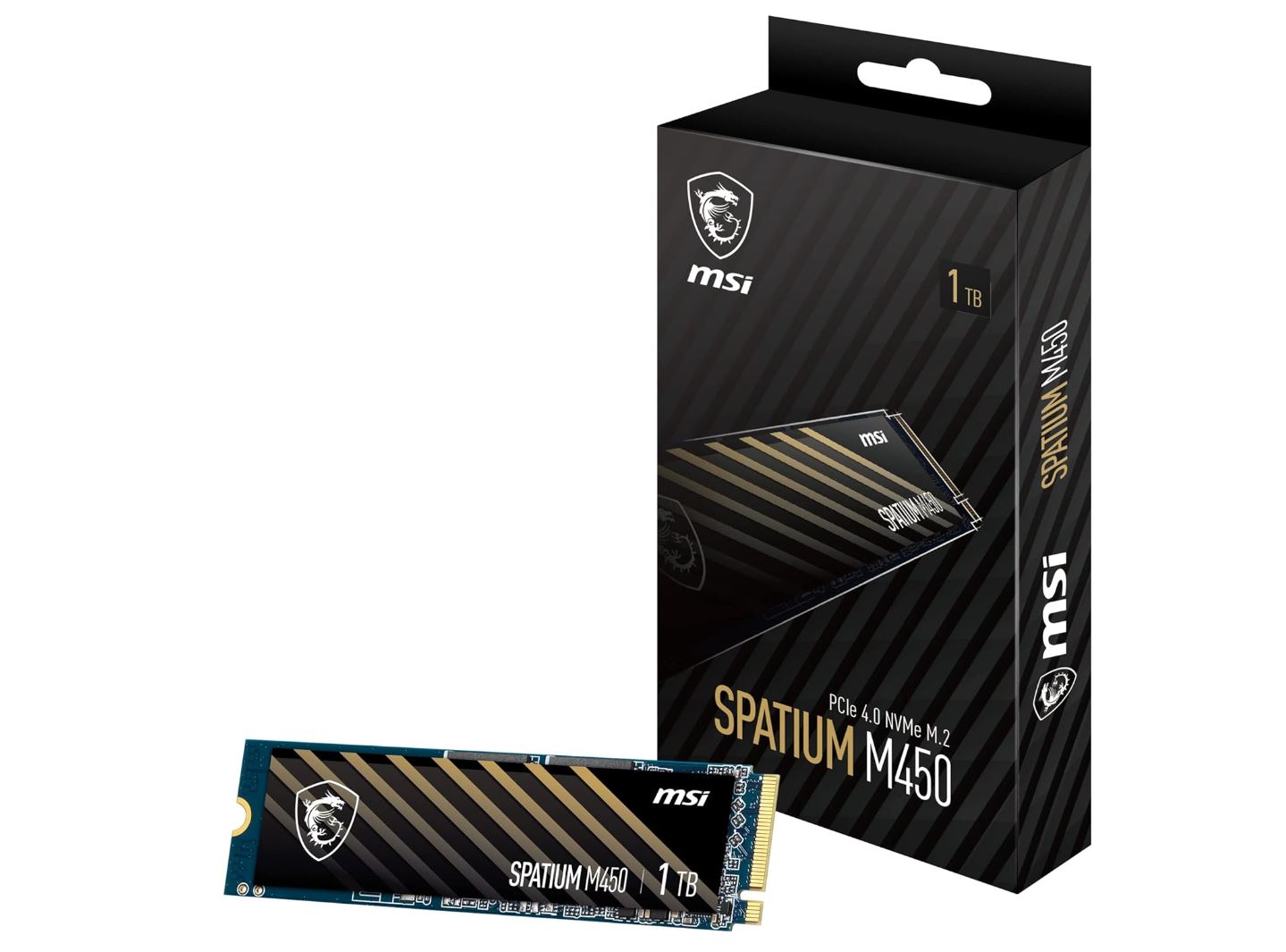 MSI SPATIUM M450 PCIe 4.0 NVMe M.2 1TB SSD, Sequential Read up to 3600MB/s, Sequential Write up t...