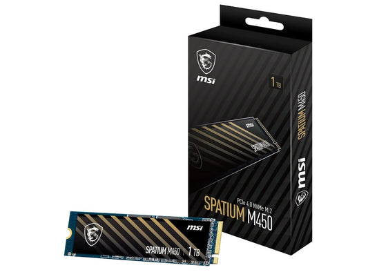 MSI SPATIUM M450 PCIe 4.0 NVMe M.2 1TB SSD, Sequential Read up to 3600MB/s, Sequential Write up t...