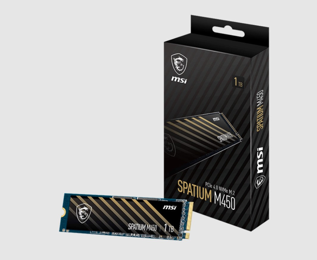 MSI SPATIUM M450 PCIe 4.0 NVMe M.2 1TB SSD,  Sequential Read up to 3400MB/s, Sequential Write up...