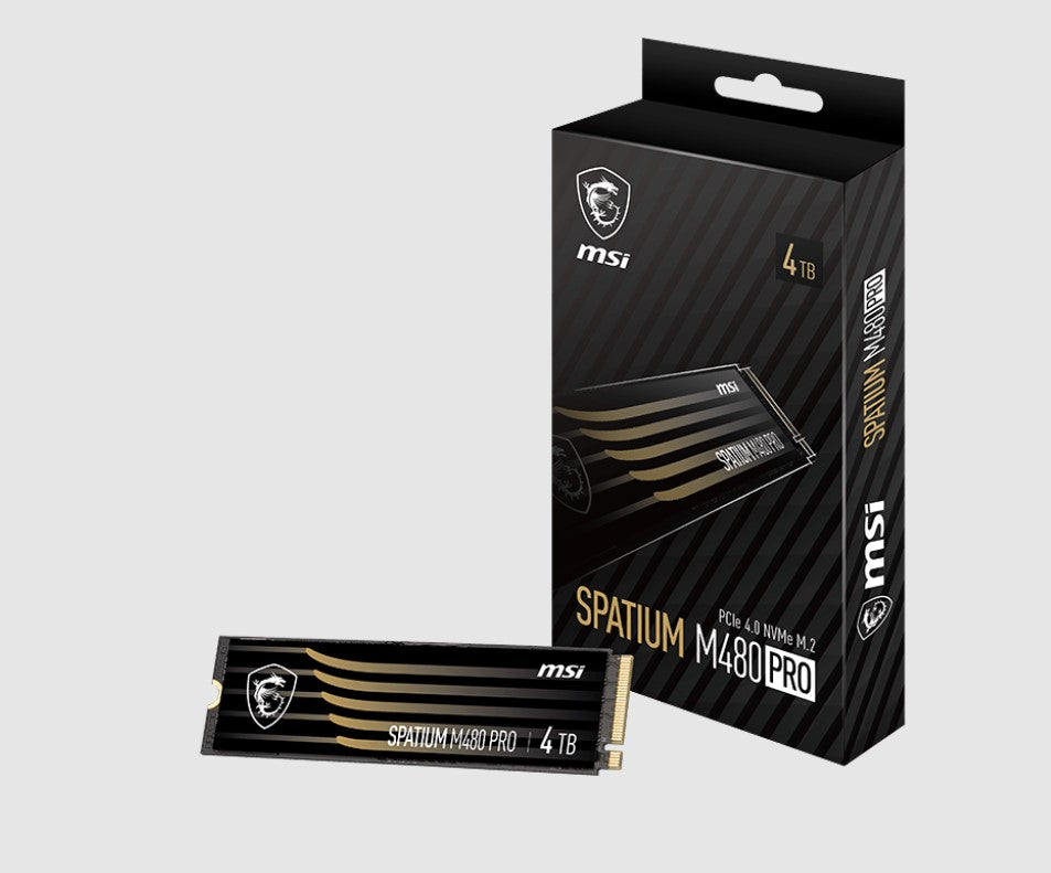 MSI SPATIUM M480 PRO PCIe 4.0 NVMe M.2 4TB SSD, 2GB DDR4, Sequential Read up to 7400MB/s, Sequent...