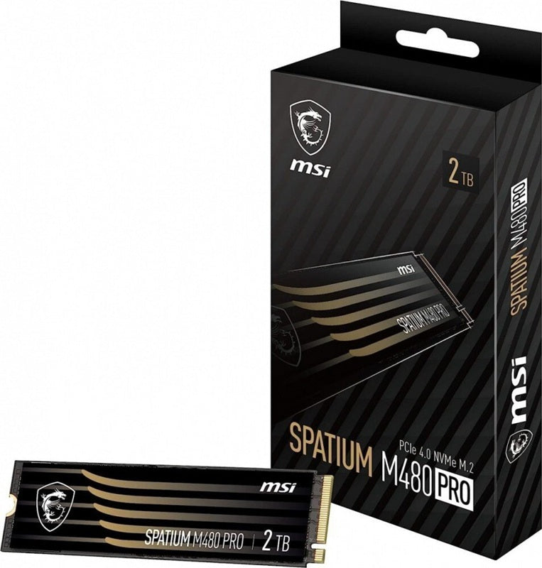 MSI SPATIUM M480 PRO PCIe 4.0 NVMe M.2 2TB SSD, 2GB DDR4, Sequential Read up to 7400MB/s, Sequent...