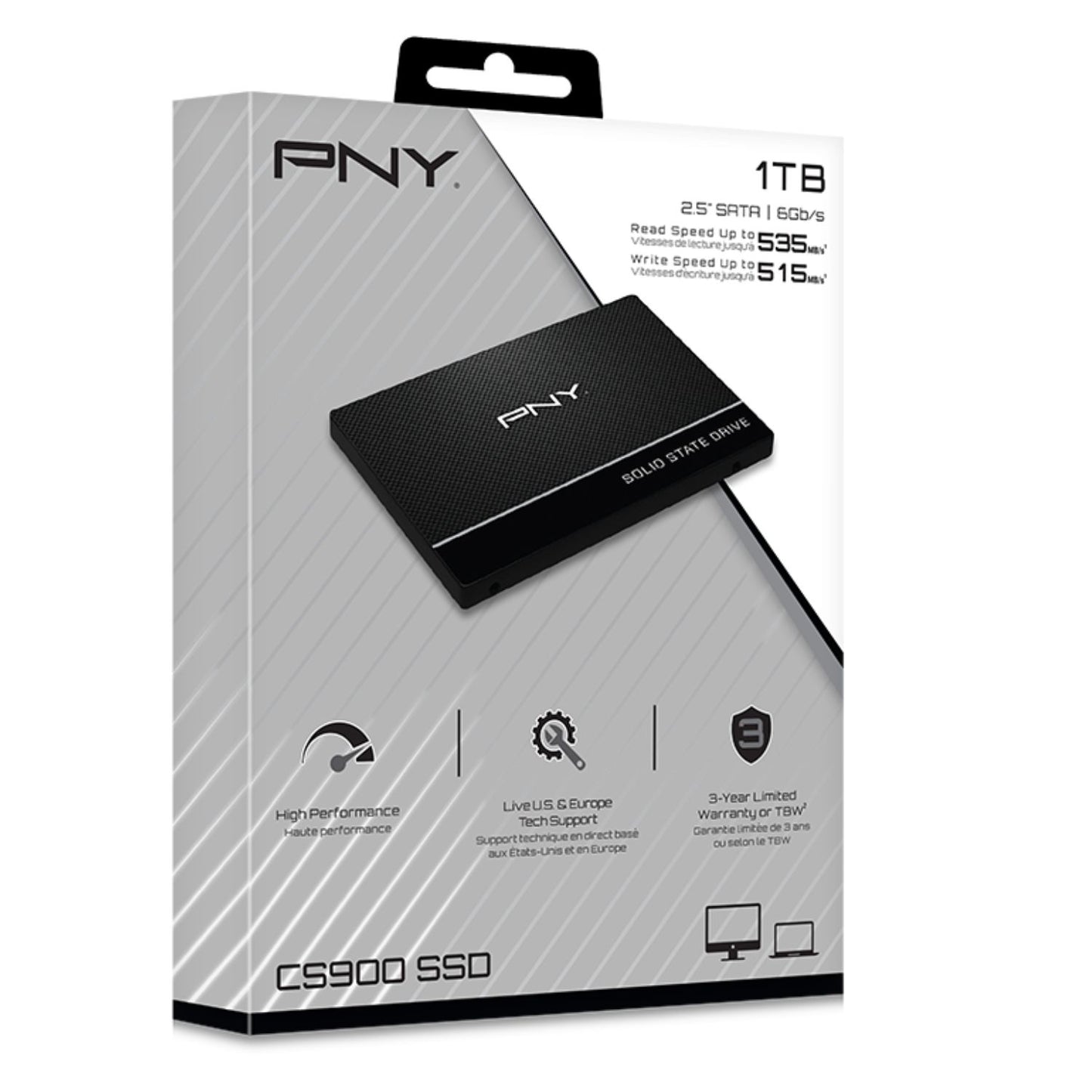 PNY CS900 1TB 2.5' SSD SATA3 515MB/s 490MB/s R/W 450TBW 99K/90K IOPS 2M hrs MTBF 3yrs wty - Hard... - Image 3