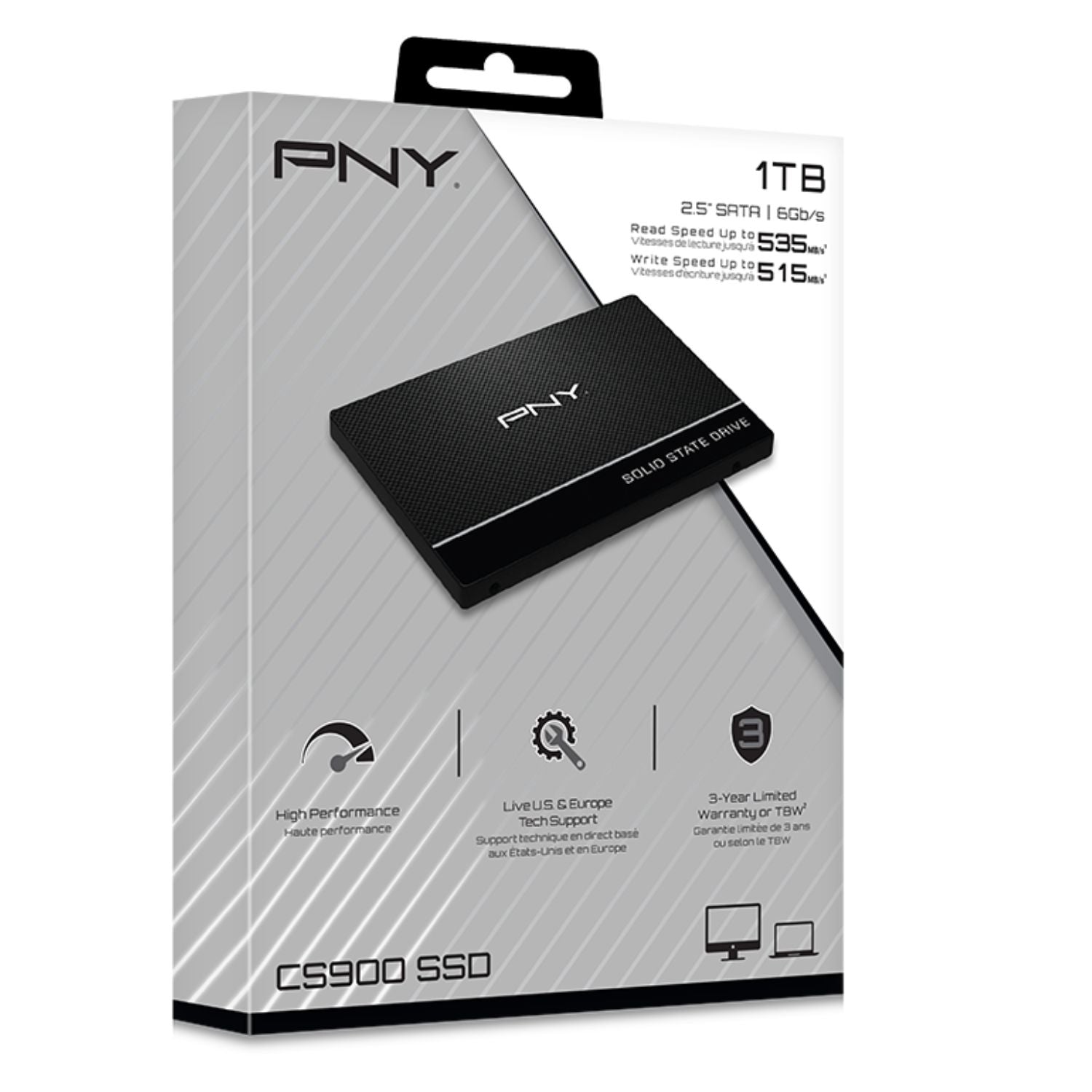 PNY CS900 1TB 2.5' SSD SATA3 515MB/s 490MB/s R/W 450TBW 99K/90K IOPS 2M hrs MTBF 3yrs wty - Hard... - Image 3