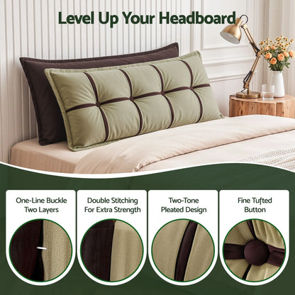 Giselle Bedding Headboard Pillow with Double-Layer Storage Wedge Reading Backrest with Adjustable Filling, Chenille Bed Rest Cushion for Daybed, Dorm, and RV Double - Image 3