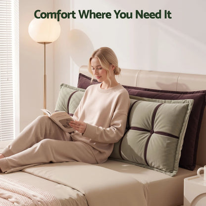 Giselle Bedding Headboard Pillow with Double-Layer Storage Wedge Reading Backrest with Adjustable Filling, Chenille Bed Rest Cushion for Daybed, Dorm, and RV Double - Image 5