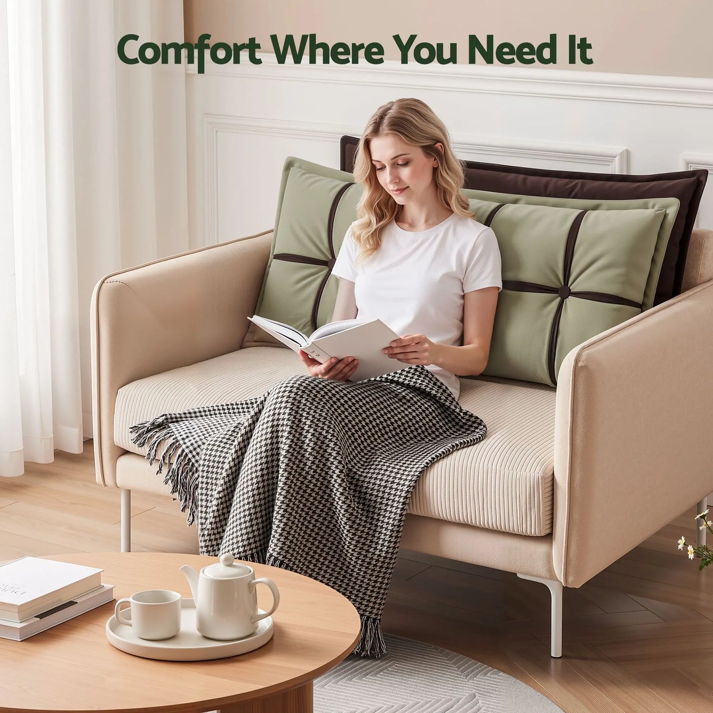 Giselle Bedding Headboard Pillow with Double-Layer Storage Wedge Reading Backrest with Adjustable Filling, Chenille Bed Rest Cushion for Daybed, Dorm, and RV Double - Image 7