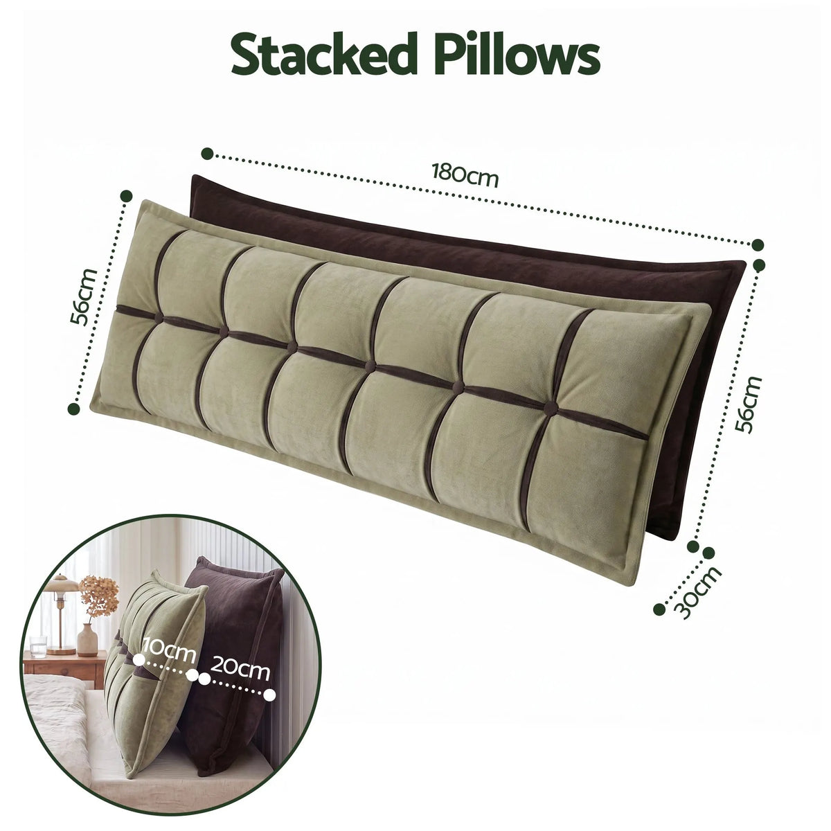 Giselle Bedding Headboard Pillow with Double-Layer Storage Wedge Reading Backrest with Adjustable Filling, Chenille Bed Rest Cushion for Daybed, Dorm, and RV King - Image 9