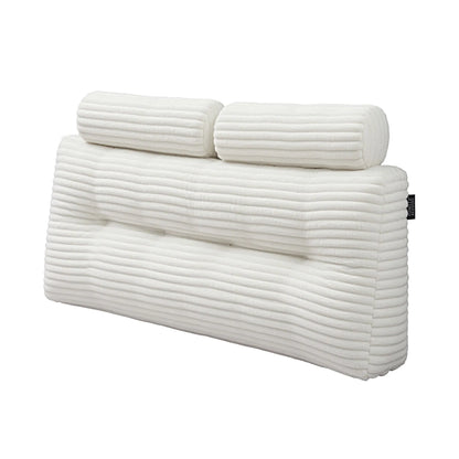 Giselle wedge pillow headboard with non-flattening shredded foam core, perfect for dorm reading or sofa lap desk, 330g corduroy cover, side pockets, Double - Image 8