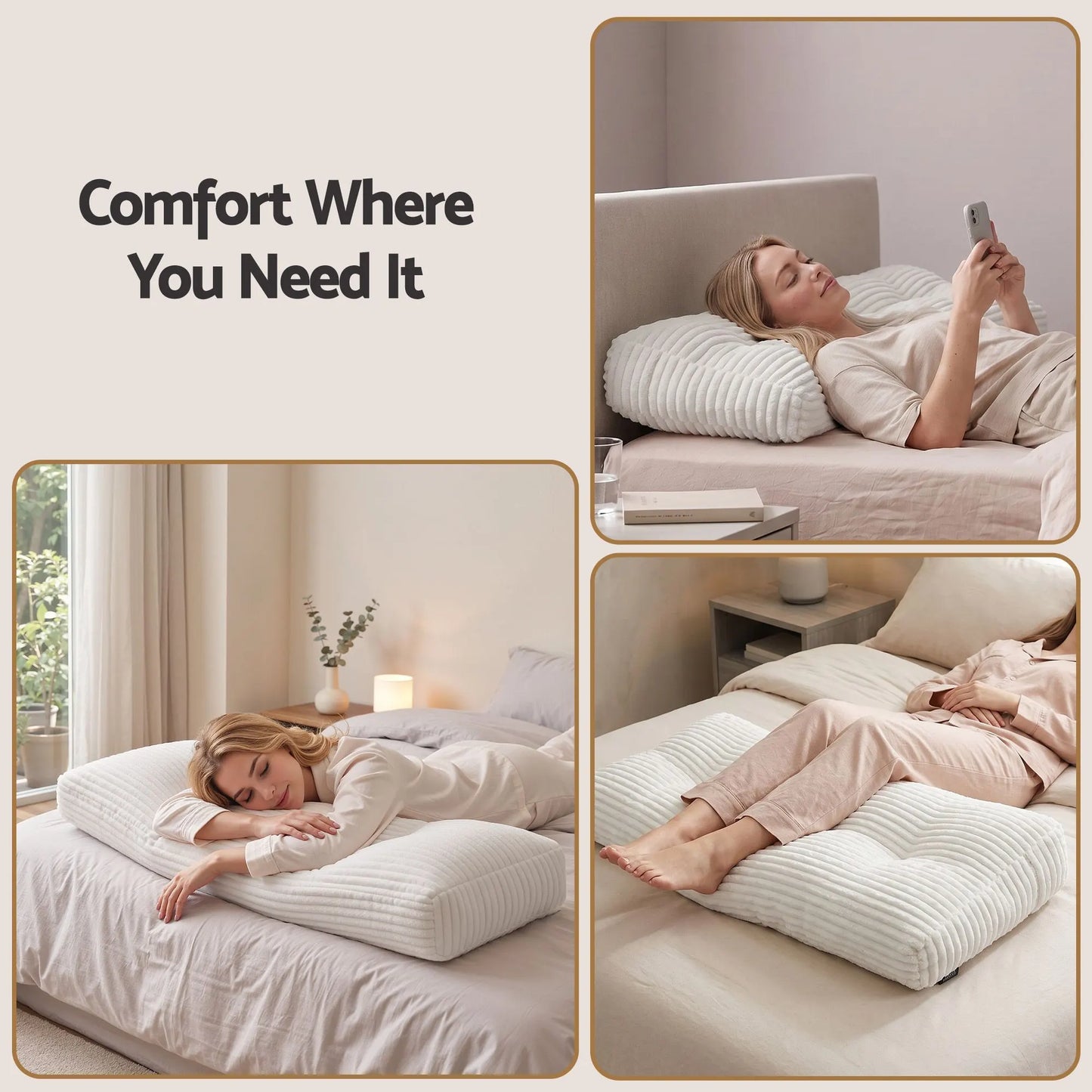 Giselle wedge pillow headboard with non-flattening shredded foam core, perfect for dorm reading or sofa lap desk, 330g corduroy cover, side pockets, King Single - Image 7