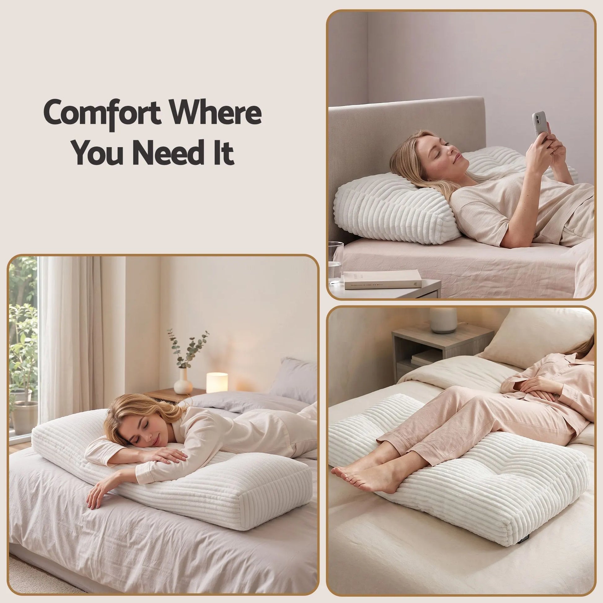 Giselle wedge pillow headboard with non-flattening shredded foam core, perfect for dorm reading or sofa lap desk, 330g corduroy cover, side pockets, King Single - Image 7