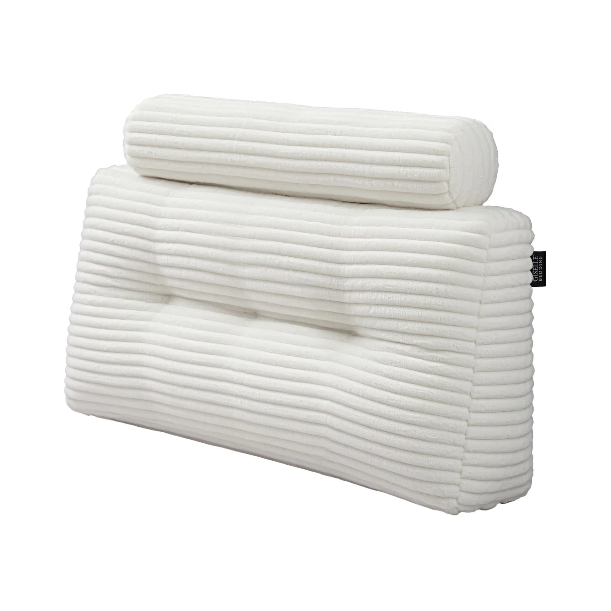 Giselle wedge pillow headboard with non-flattening shredded foam core, perfect for dorm reading or sofa lap desk, 330g corduroy cover, side pockets, King Single - Image 8